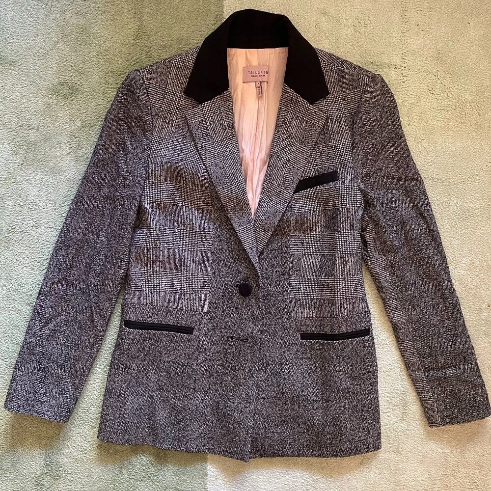 Tailored Black and White Check Blazer